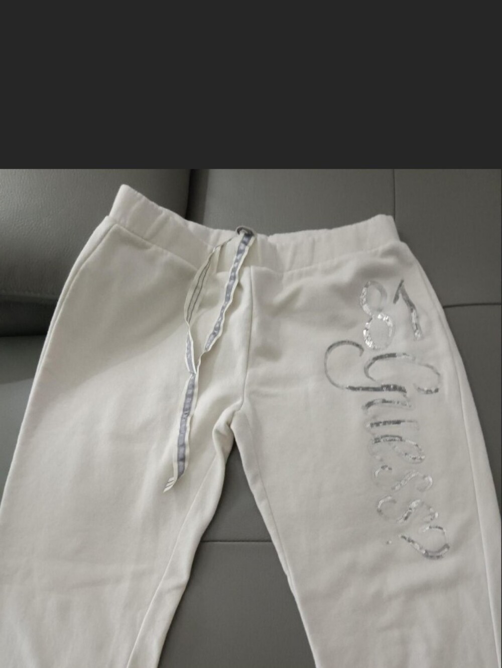 GUESS White Logo Jogger Pants - Women's Casual Sweatpants